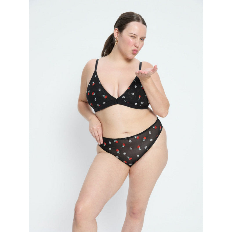 Dámské kalhotky Modibodi Intimates V Day Cheeky Brief Black Rose (DKMIVDCBBR)