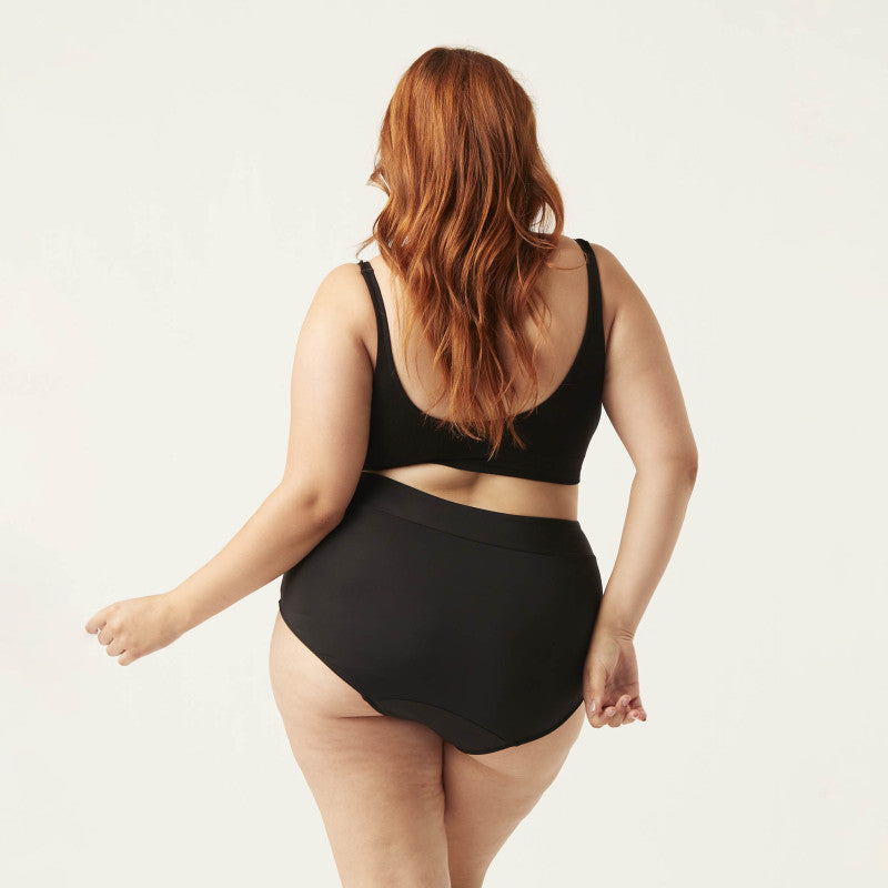 Menstruační plavky Modibodi Hi-Waist Bikini Brief Light-Moderate černé spodní díl (SWSBHKLMBLAW)