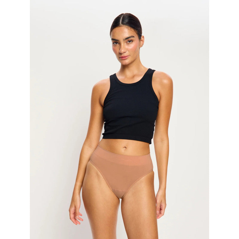 Menstruační tanga Modibodi Modicomfort Seamless Hi Waist Thong Light Teale Blue (MTMMSHWTLTB)