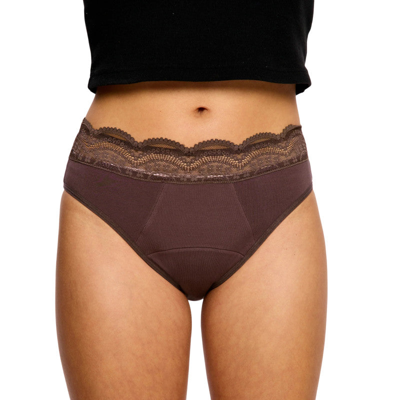 Menstruační kalhotky Modibodi Sensual Hi Waist Bikini Super Mahogany (MKMSM)