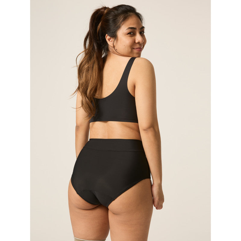 Menstruační plavky Modibodi Hi-Waist Bikini Brief Light-Moderate černé spodní díl (SWSBHKLMBLAW)
