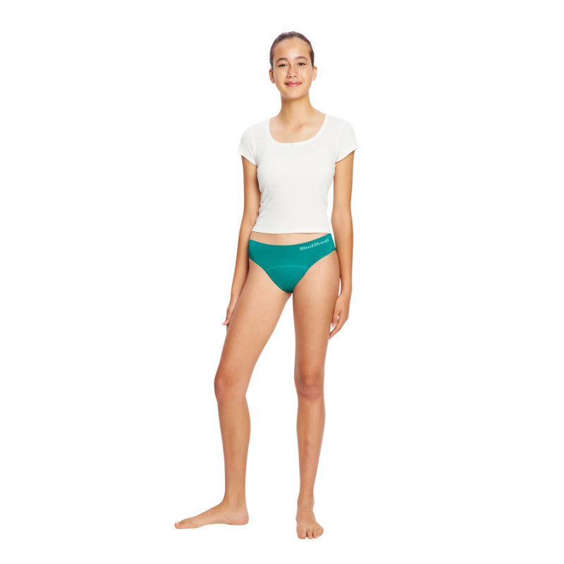 2PACK dívčí menstruační kalhotky Modibodi Teen Soft Stretch Seamless Hipster Bikini Moderate (DMKMTSSSHBM)