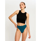 Menstruační tanga Modibodi Modicomfort Seamless Hi Waist Thong Light Teale Blue (MTMMSHWTLTB)