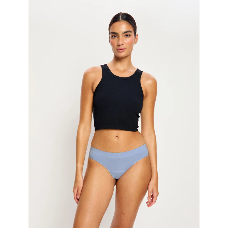 Menstruační tanga Modibodi Modicomfort Seamless Hi Waist Thong Light Teale Blue (MTMMSHWTLTB)
