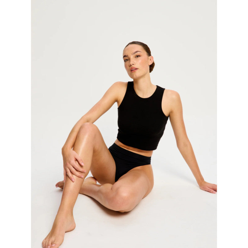 Menstruační tanga Modibodi Modicomfort Seamless Hi Waist Thong Light Black (MTMMSHWTLTB)