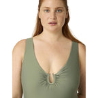 Menstruační plavky Modibodi High V Neck One Piece Oasis Green (MPMHVNOPOG)