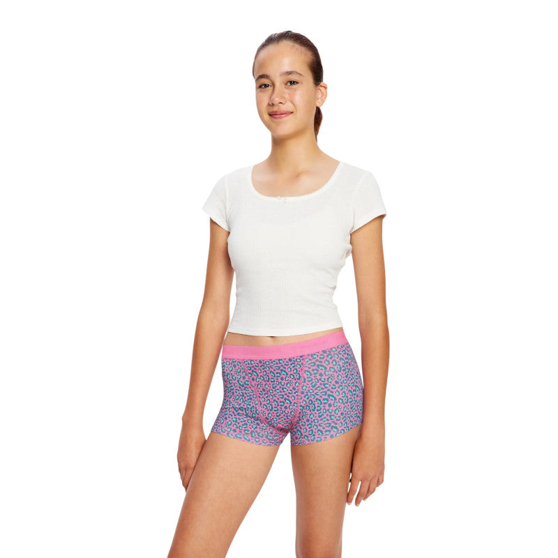 Dívčí menstruační kalhotky Modibodi Teen Hipster Boyshort Super Boho Botanical Blue (DMKMTHBSBBB)