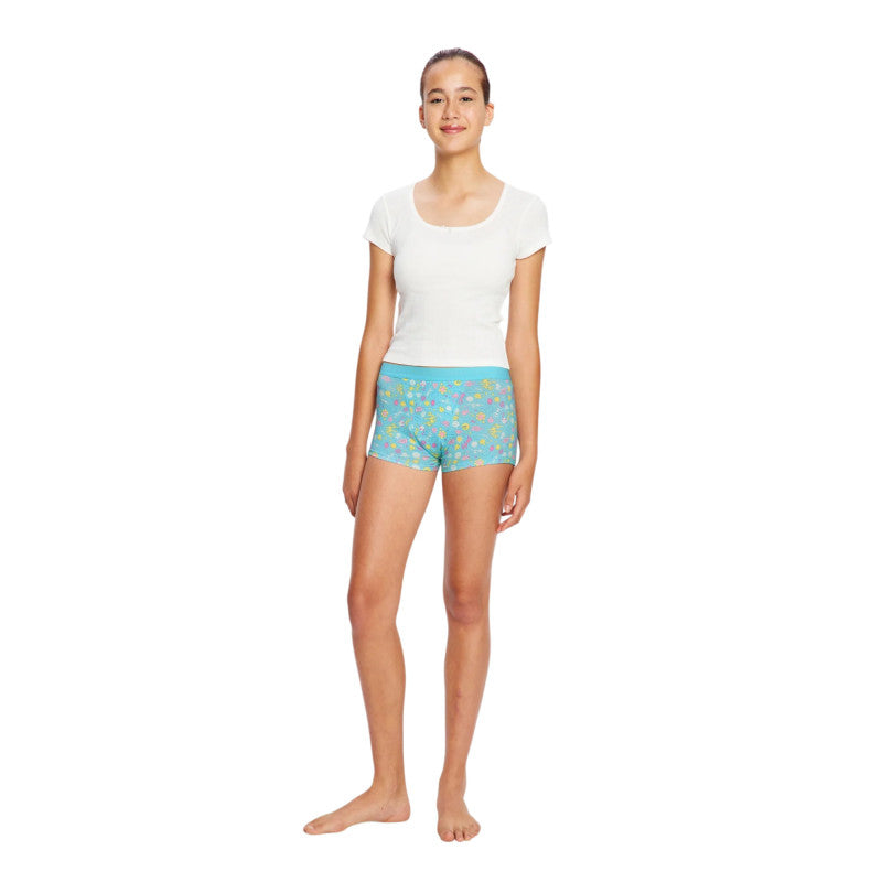Dívčí menstruační kalhotky Modibodi Teen Hipster Boyshort Super Boho Botanical Blue (DMKMTHBSBBB)