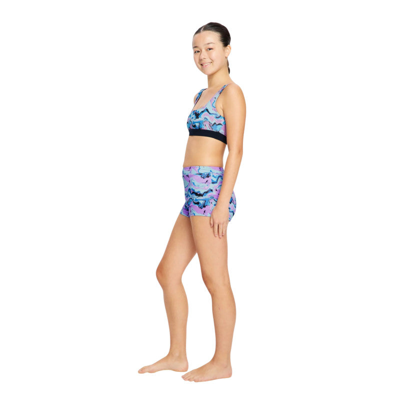 Dívčí plavky Modibodi Performance Reversible Crop Top Marble Blue horní díl (DPMPRCTMB)