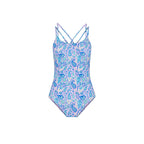 Dívčí menstruační plavky Modibodi Performance Racerback One Piece Super Marble Blue jednodílné (DMPMPROPSMB)