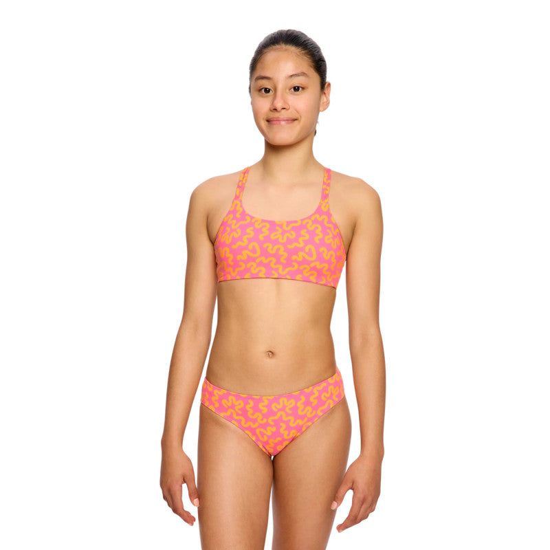 Dívčí plavky Modibodi crop top Jungle palm black horní díl (DPMHDCTPB)