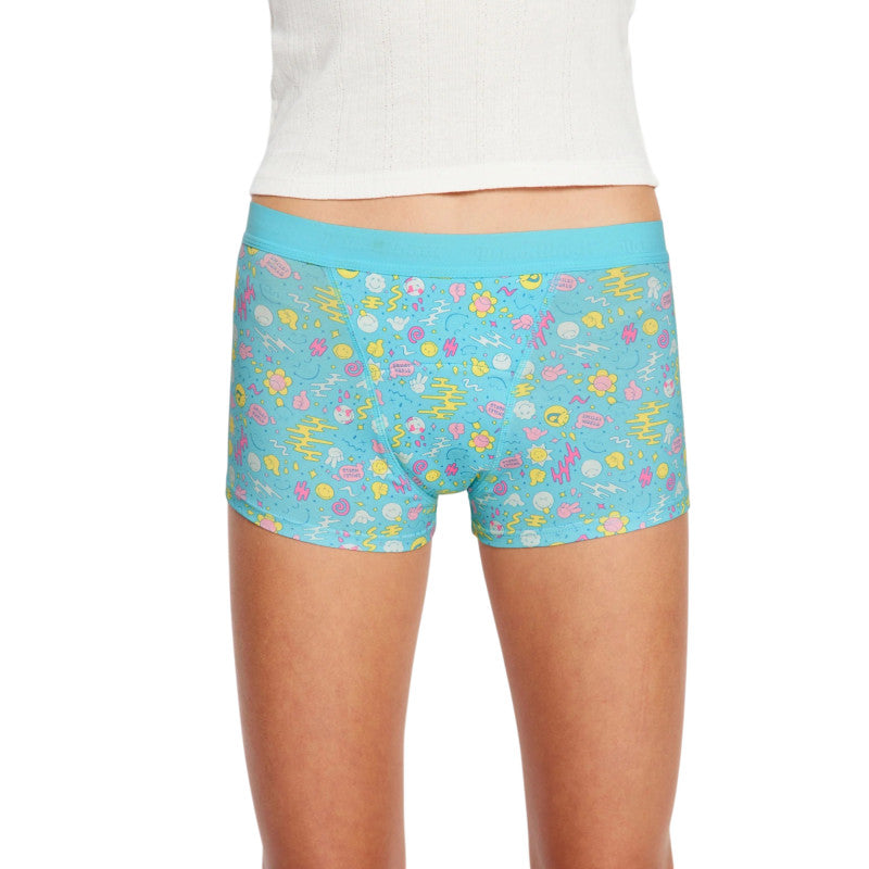 Dívčí menstruační kalhotky Modibodi Teen Hipster Boyshort Super Boho Botanical Blue (DMKMTHBSBBB)