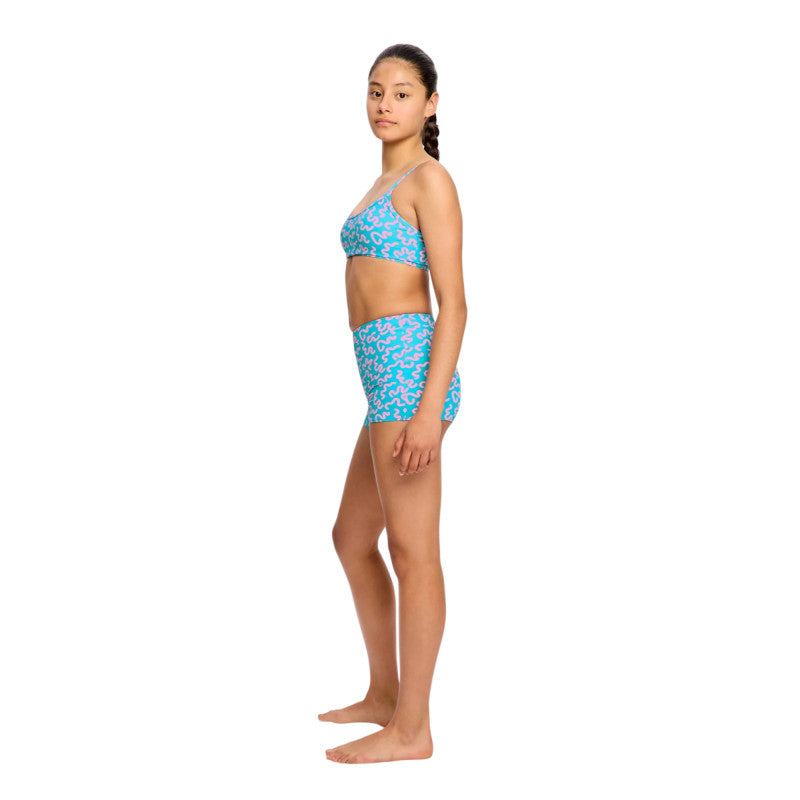 Dívčí plavky Modibodi crop top Jungle palm black horní díl (DPMHDCTPB)