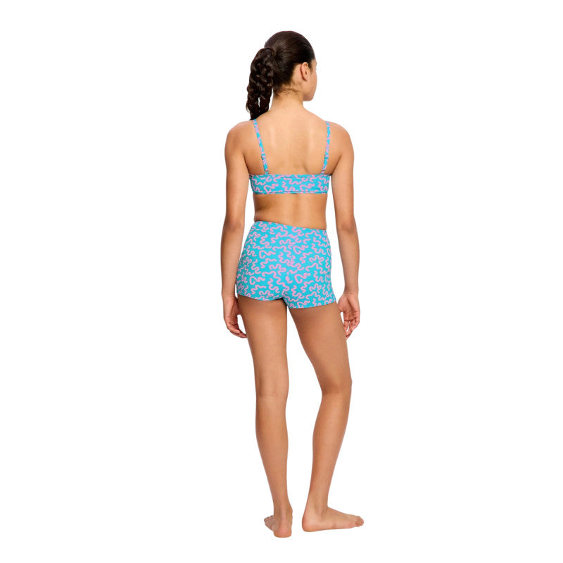 Dívčí plavky Modibodi crop top Jungle palm black horní díl (DPMHDCTPB)