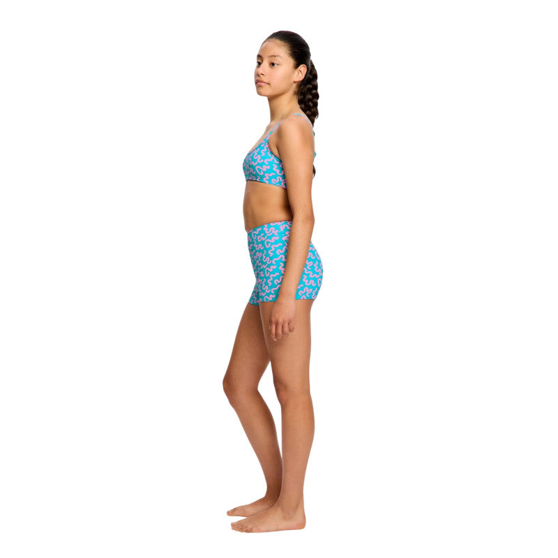 Dívčí menstruační plavky Modibodi Performance Hi Waist Short Super Marble Blue spodní díl (DMPMPHWSSMB)