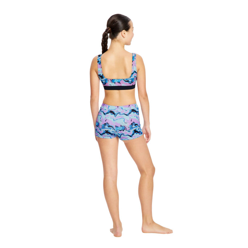 Dívčí plavky Modibodi Performance Reversible Crop Top Marble Blue horní díl (DPMPRCTMB)