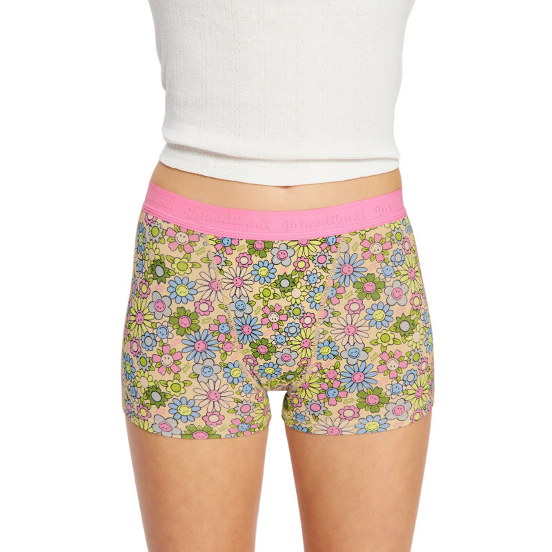 Dívčí menstruační kalhotky Modibodi Teen Hipster Boyshort Super Boho Botanical Blue (DMKMTHBSBBB)