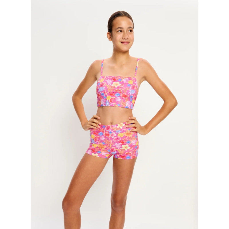 Dívčí menstruační plavky Modibodi Marine Teen Swimwear Hi Waist Short Super Tropicana Crush (DMKMMTSHWSSTCSD)