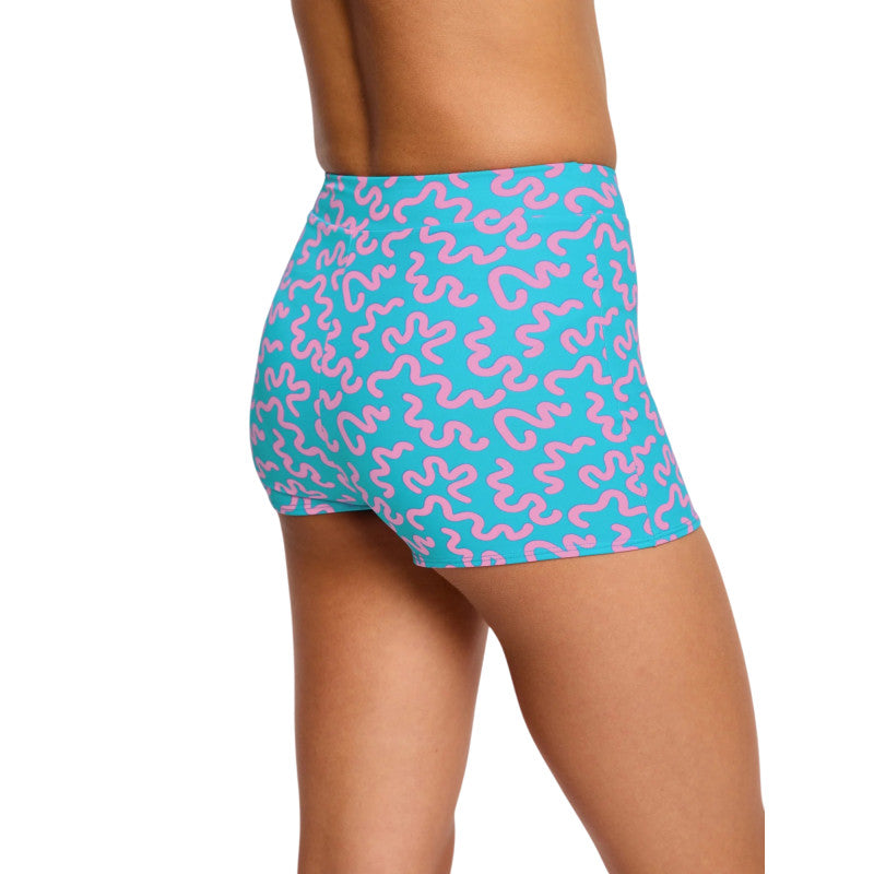 Dívčí menstruační plavky Modibodi Performance Hi Waist Short Super Marble Blue spodní díl (DMPMPHWSSMB)